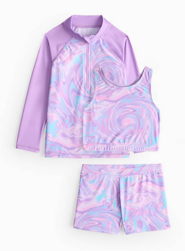 Lilac Marble Print Swim Set 4 years